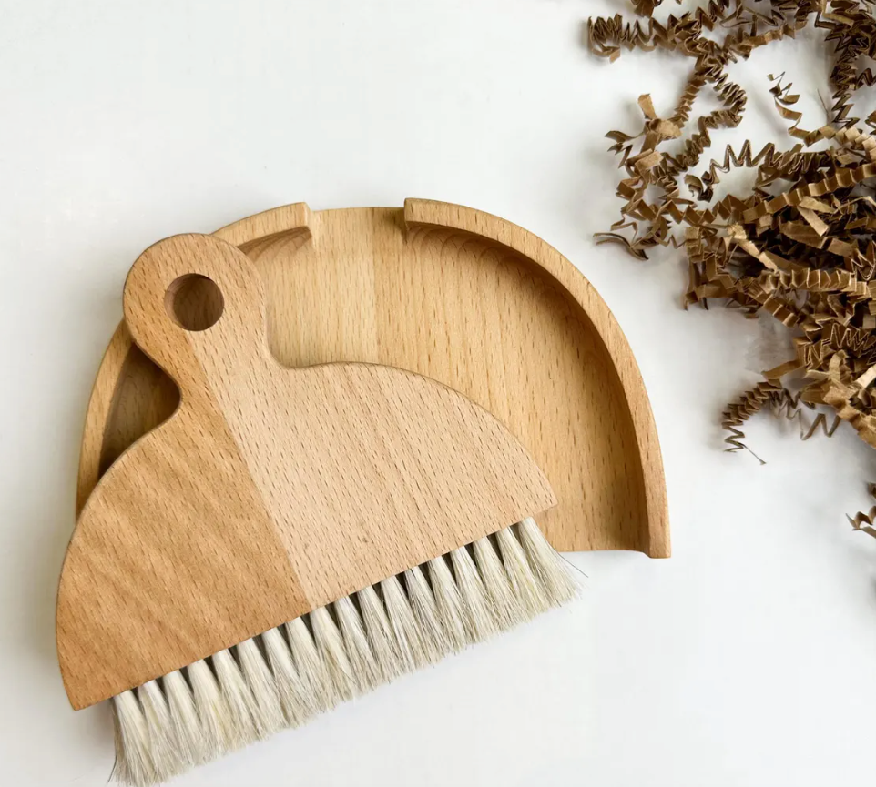 Wooden Mini Broom & Dustpan Set | Natural Bristles