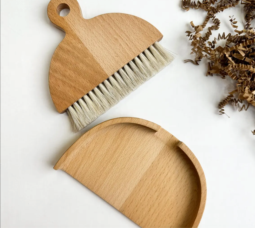 Wooden Mini Broom & Dustpan Set | Natural Bristles